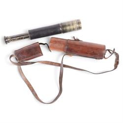 Early 20th century brass three-draw telescope with leather case, inscribed 'Ross, London No. 28137'