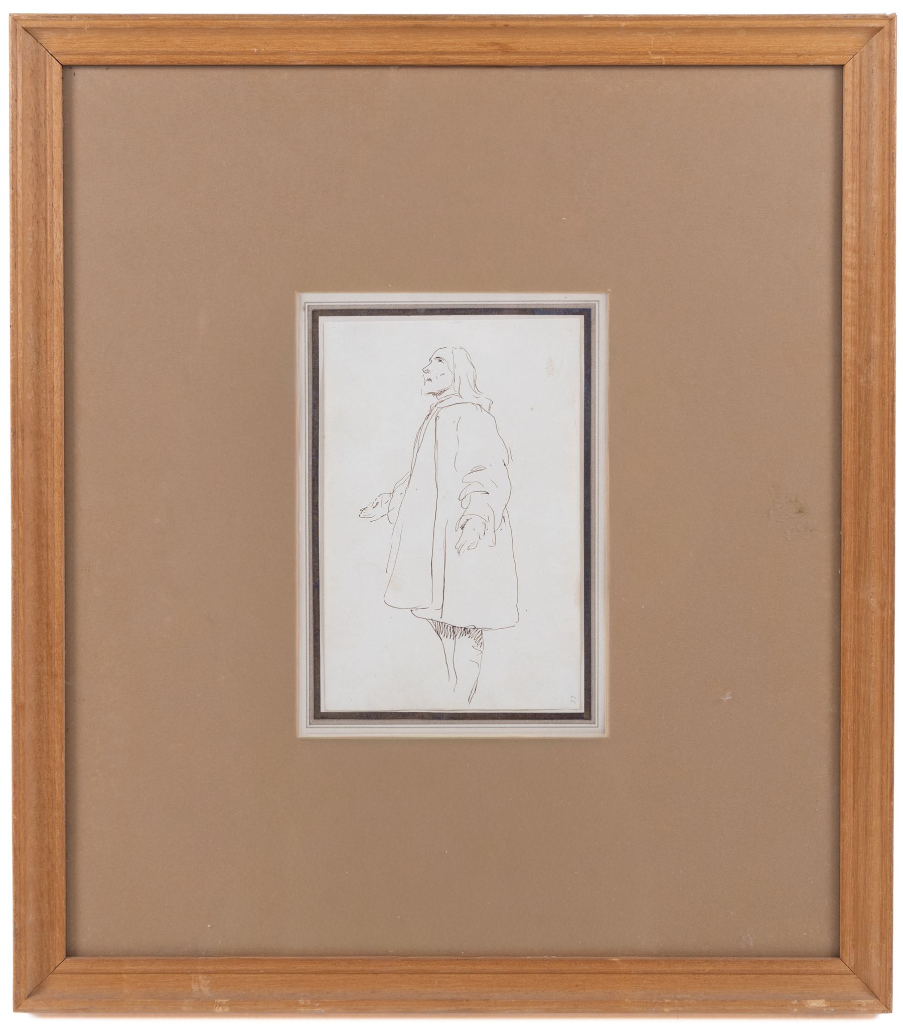 Swiss/French School (19th century): Donkey Heading to Market and Figural Studies, three ink sketches, one indistinctly signed and inscribed, max 17cm x 11cm (3)