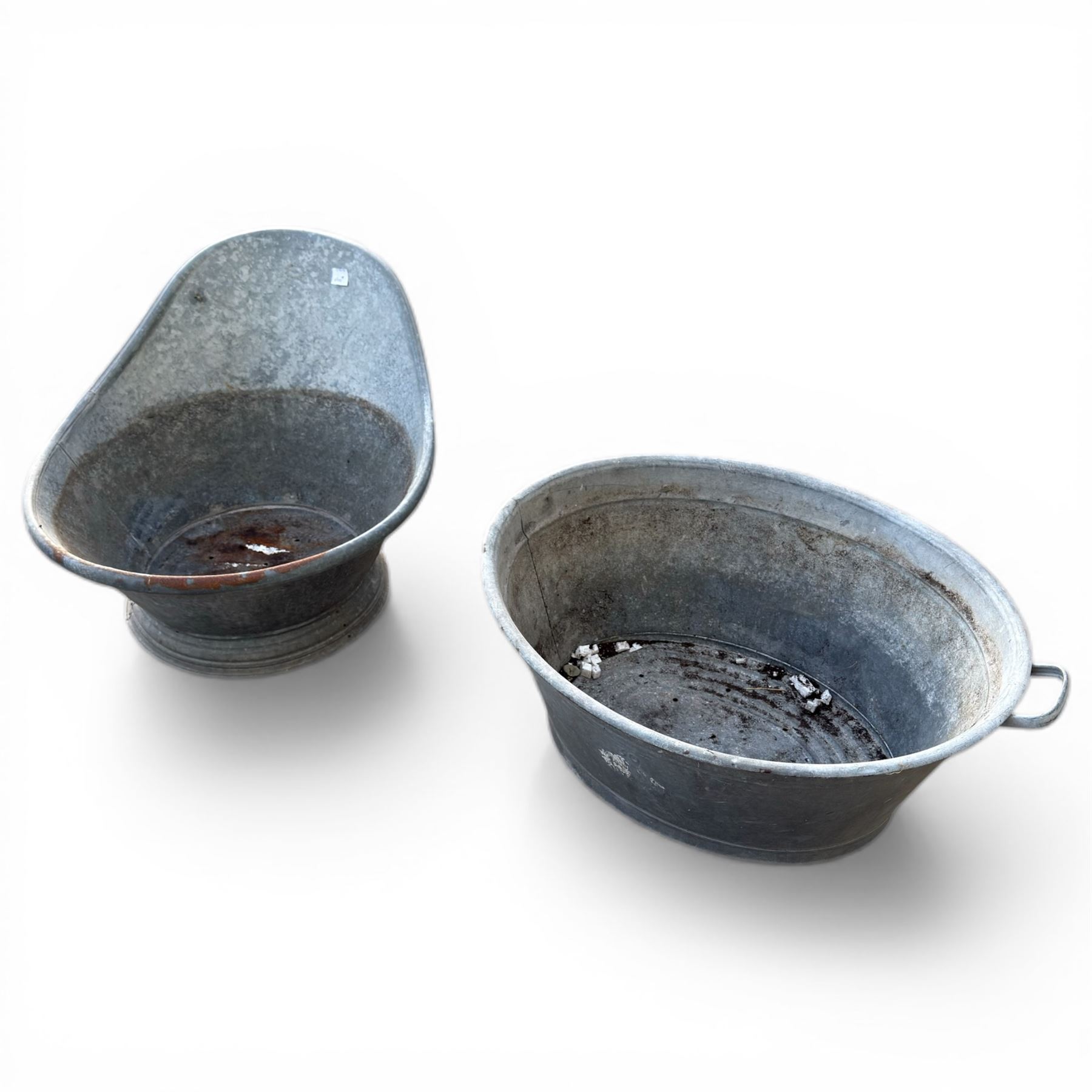 Four galvanised metal buckets/planters