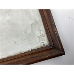 KPM Berlin lithophane panel, of two angels supporting a female figure to the centre, encased in a rosewood frame and handle, H42cm