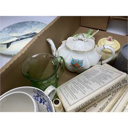 Collection of ceramics to include Crested ware Malton teapot, boxed Swarovski, Beatrix Potter books pub. F Warne & Co, Carlton Ware, glassware, Smiths Sentric clock etc