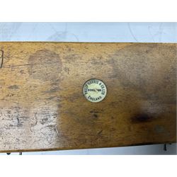 Griffin & George set of laboratory scales in fully glazed hardwood cabinet with rise-and-fall front door L44.5cm H40cm; with beech box of brass weights by Philip Harris & Co Ltd