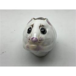 Meissen figure of a mouse, with blue crossed swords mark beneath, with receipt stating April 2019 and paper gift bag