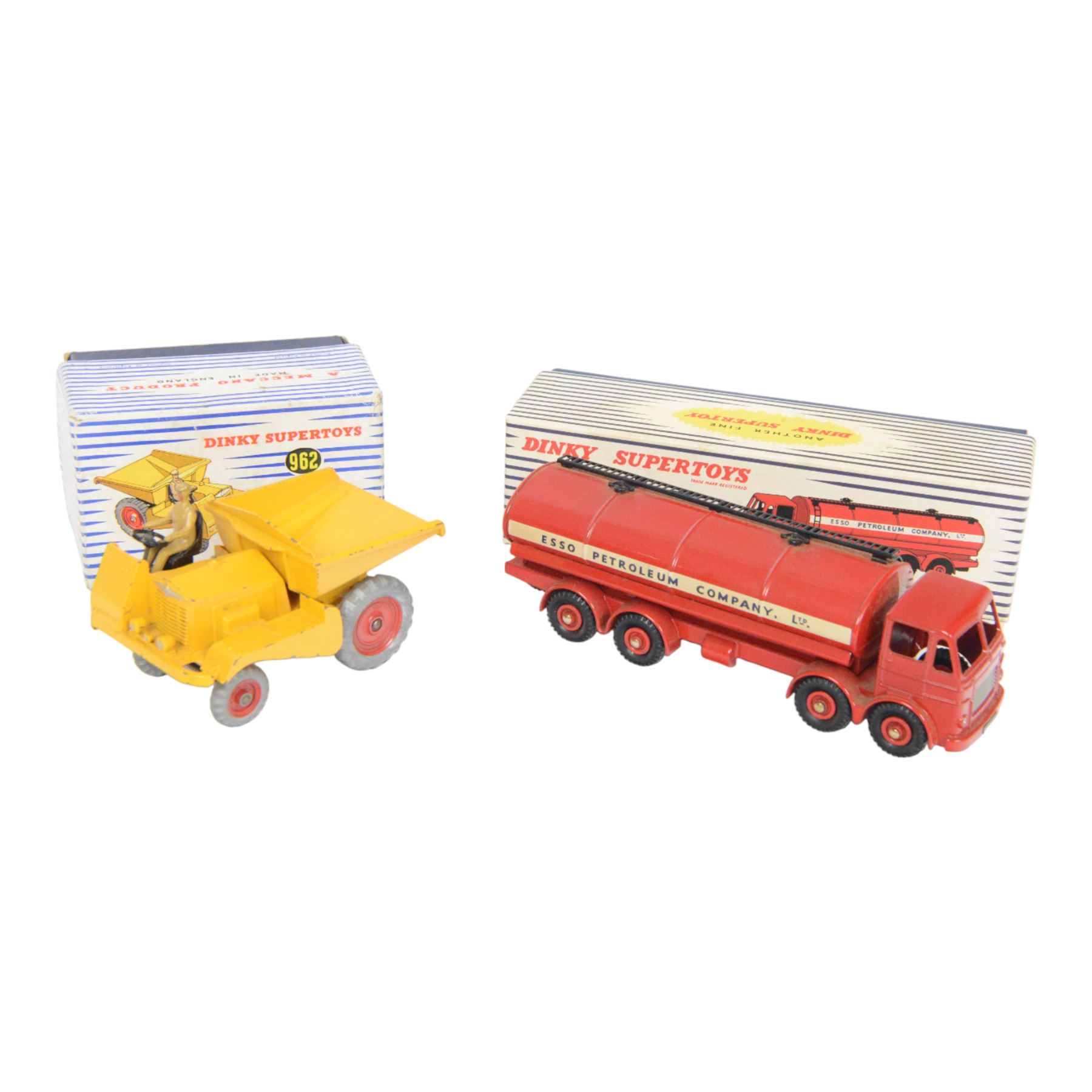 Dinky Supertoys no. 962 Muir-Hill Dumper Truck diecast model, together with an Atlas Editions Dinky replica  no. 943 Leyland Octopus Tanker Esso, both boxed