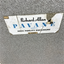 Pair Richard Allan Pavane speakers, W40cm, H69cm, D31cm