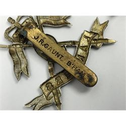 Nine Lancers metal cap badges including 9th, 12th Royals, 24th, 16th Queens and 17th; together with eight various Guards/Dragoons badges (17)