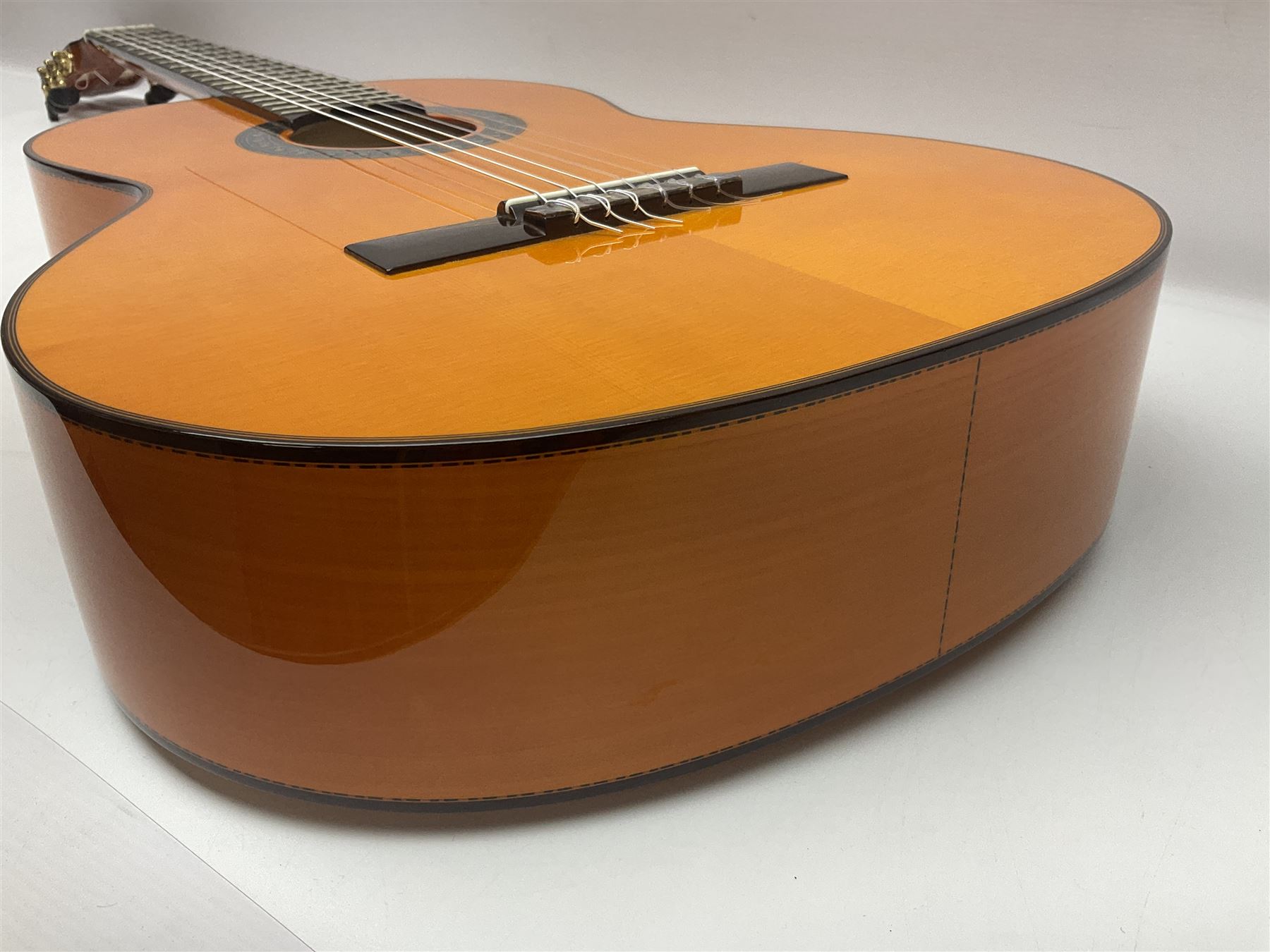 2019 A. Burguet Valencia hand made Flamenco guitar model IF-001 with spruce top and cypress wood back and sides; bears maker's label, L98cm; in original Burguet fitted hard carrying case