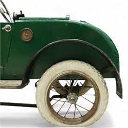 Lines Brothers Ltd. for Triang - 1920s/1930s children's open tourer pedal car, modelled as a Vauxhall, with 'British Racing Green' paintwork, body on metal chassis with toolbox to side and opening rear trunk 