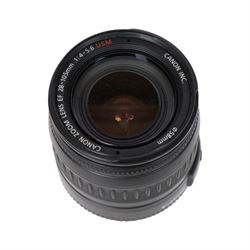 Canon EOS 30V Date 35mm film SLR camera body, serial no. 2189001422, with a Canon Ultrasonic EF 28-105mm f/4-5.6 USM lens, both boxed