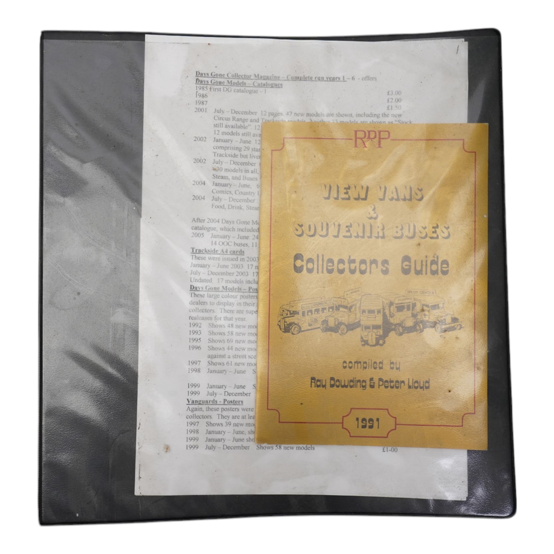 Approximately 80+ boxed die cast vehicles by Lledo, including Days Gone models, and a folder of collectors catalogues from 1989 onwards, contents in two boxes