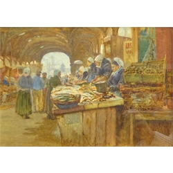  Henry Silkstone Hopwood (Staithes Group 1860-1914): 'Old Market Dieppe', watercolour signed and dated 1897, titled verso 24cm x 35cm  
