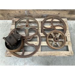 Various cast iron implement wheels