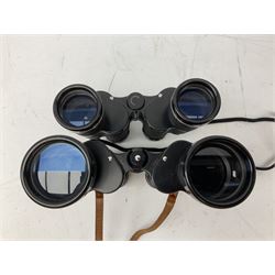 Nine cased pairs of binoculars, to include Tohyoh 22x70, Greenkat 7x- 12x50, Chinon, Fisher-Dietz 7x50, etc