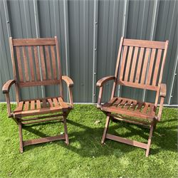 Teak painted folding garden armchairs  - THIS LOT IS TO BE COLLECTED BY APPOINTMENT FROM DUGGLEBY STORAGE, GREAT HILL, EASTFIELD, SCARBOROUGH, YO11 3TX