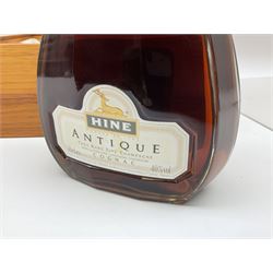 Presentation set comprising Hine Antique cognac 70cl, 40% volume and four miniature bottles of Hine cognac, 1957, 1960, two 1982, all 5cl, 40%   together with bottle of Tokaji sweet wine, 500ml, 13%