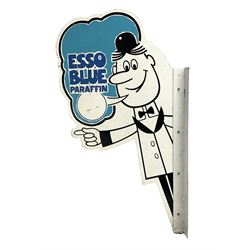 Esso Blue Paraffin double sided aluminium sign with hanging flange, H82cm