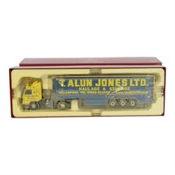 Two Corgi Hauliers of Renown 1:50 scale diecast model lorries, comprising CC14804 Scania 143 Curtainside T.Alun Jones Ltd and CC15202 MAN XLX Eddie Stobart Ltd Carlisle, both boxed