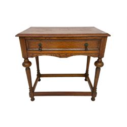 Late 20th century oak side table, fitted with single drawer