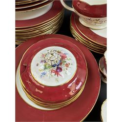 Hammersley tea and dinner service, including twelve dinner plates, twelve teacups, two sauce boats, two covered dishes etc  