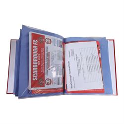 Comprehensive collection of approximately two hundred and thirty Scarborough FC football programmes for the 2003/04, 2004/05, 2005/06 and 2006/07 seasons, all filed within eight dedicated Scarborough FC red Home and Away binders