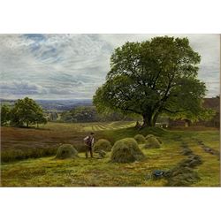 George Vicat Cole (British 1833-1893): 'Haymaking', gouache and watercolour unsigned 35cm x 50cm
Provenance: East Yorkshire private collection; Sotheby's 22nd March 2005 Lot 143; with The Leger Galleries, Old Bond Street, May1965; the collection of Mrs L H Leach