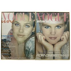 Vintage British Vogue Magazine Cover Posters from Feb, March, April & May 1979, Dec 1980, Jan 1981 with cover shots of Gia Carangi, Christie Brinkley, Tara Shannon, Janice Dickinson, Marilyn Clark and Charlotte Rampling 67cm x 48cm (6)