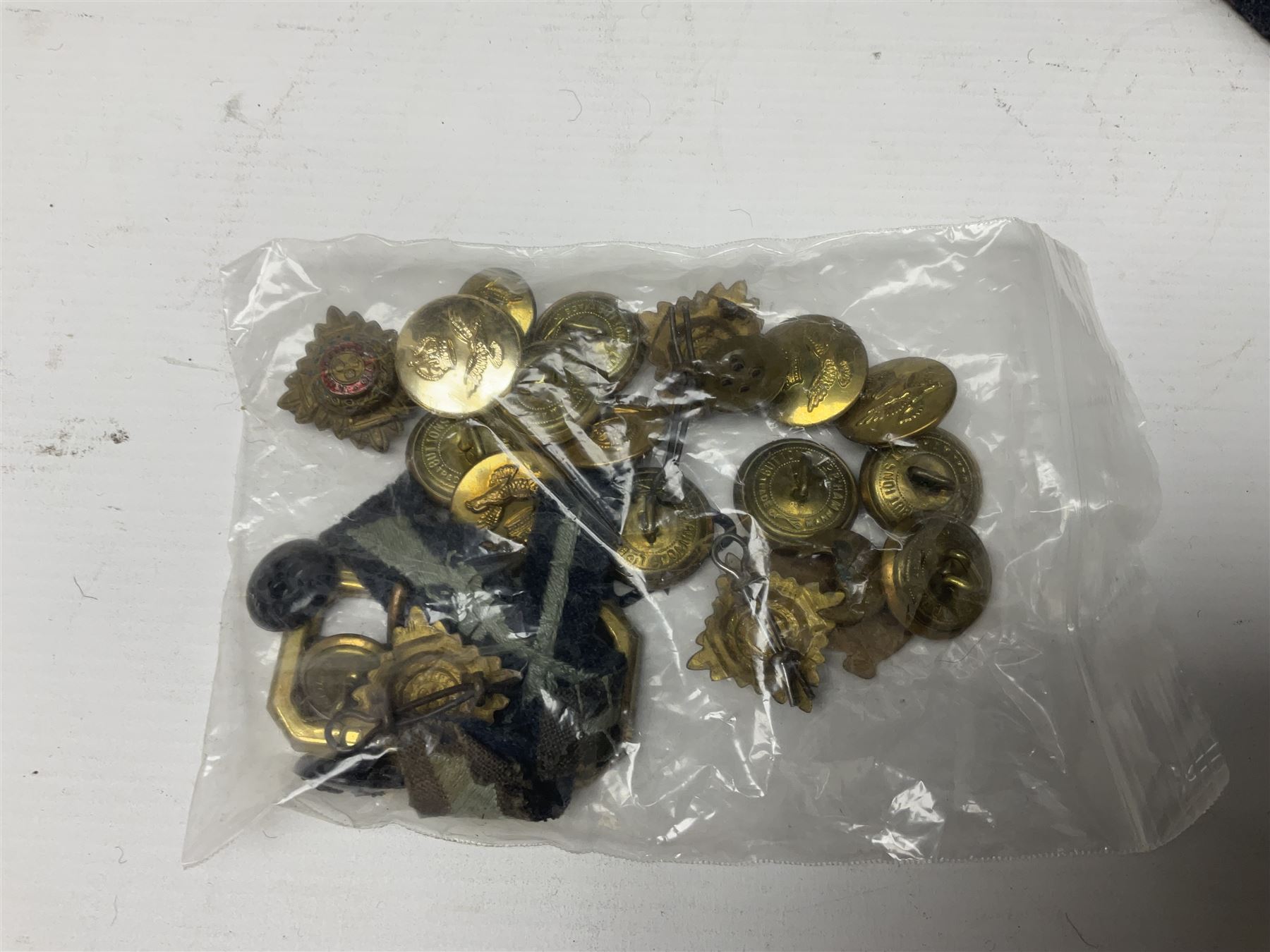 British RAF uniform, including jacket and trousers, modern RAF uniform buttons and a collection of reproduction wartime newspapers