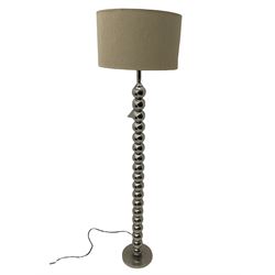 Chrome bobbin floor-standing lamp with shade, with matching table lamp