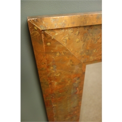  Acid washed copper framed mirror with bevelled plate, 122cm x 91cm  