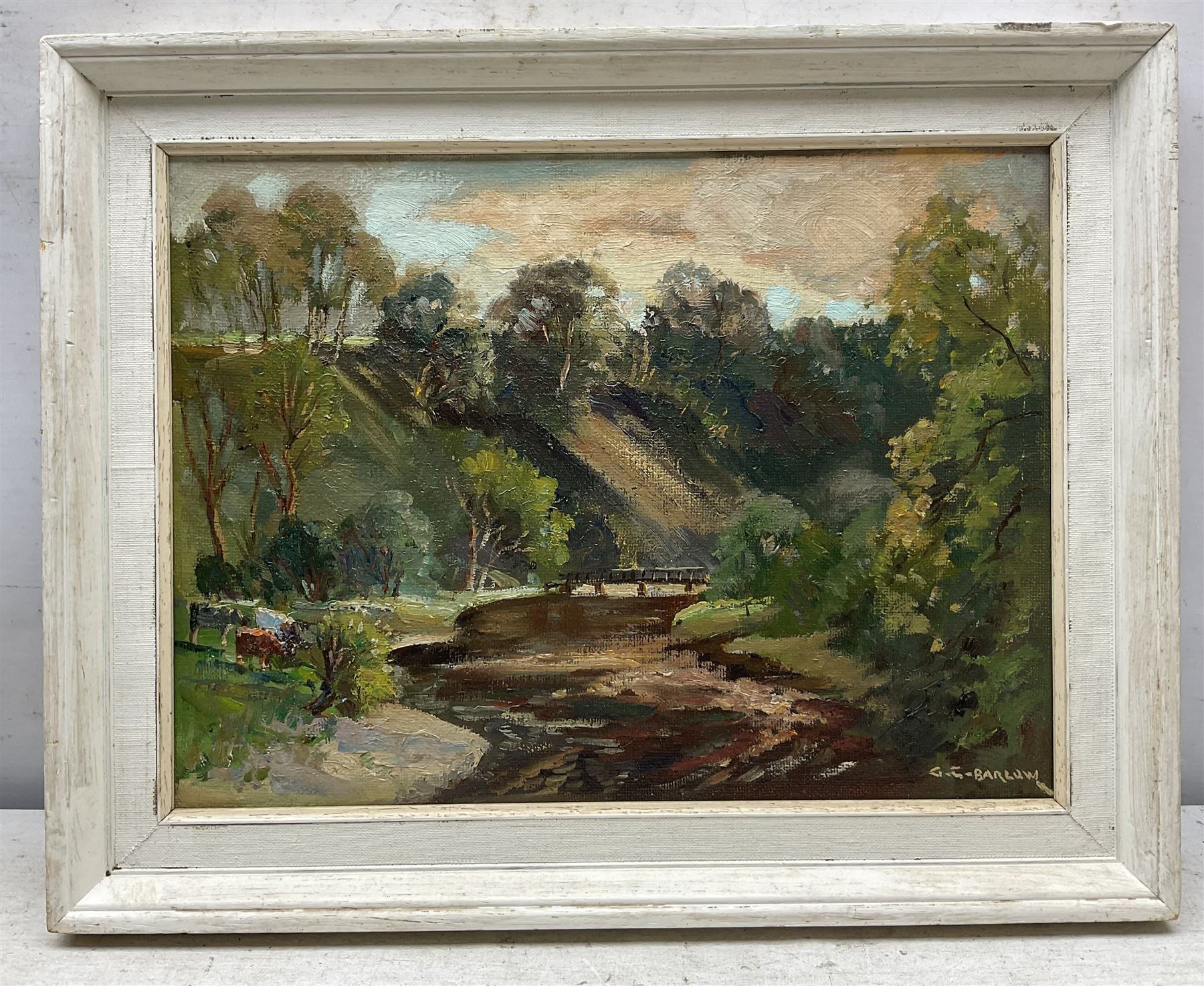 Gordon Clifford Barlow (British 1913-2005):  'Early Autumn - Bolton Abbey', oil on board 29cm x 39cm 