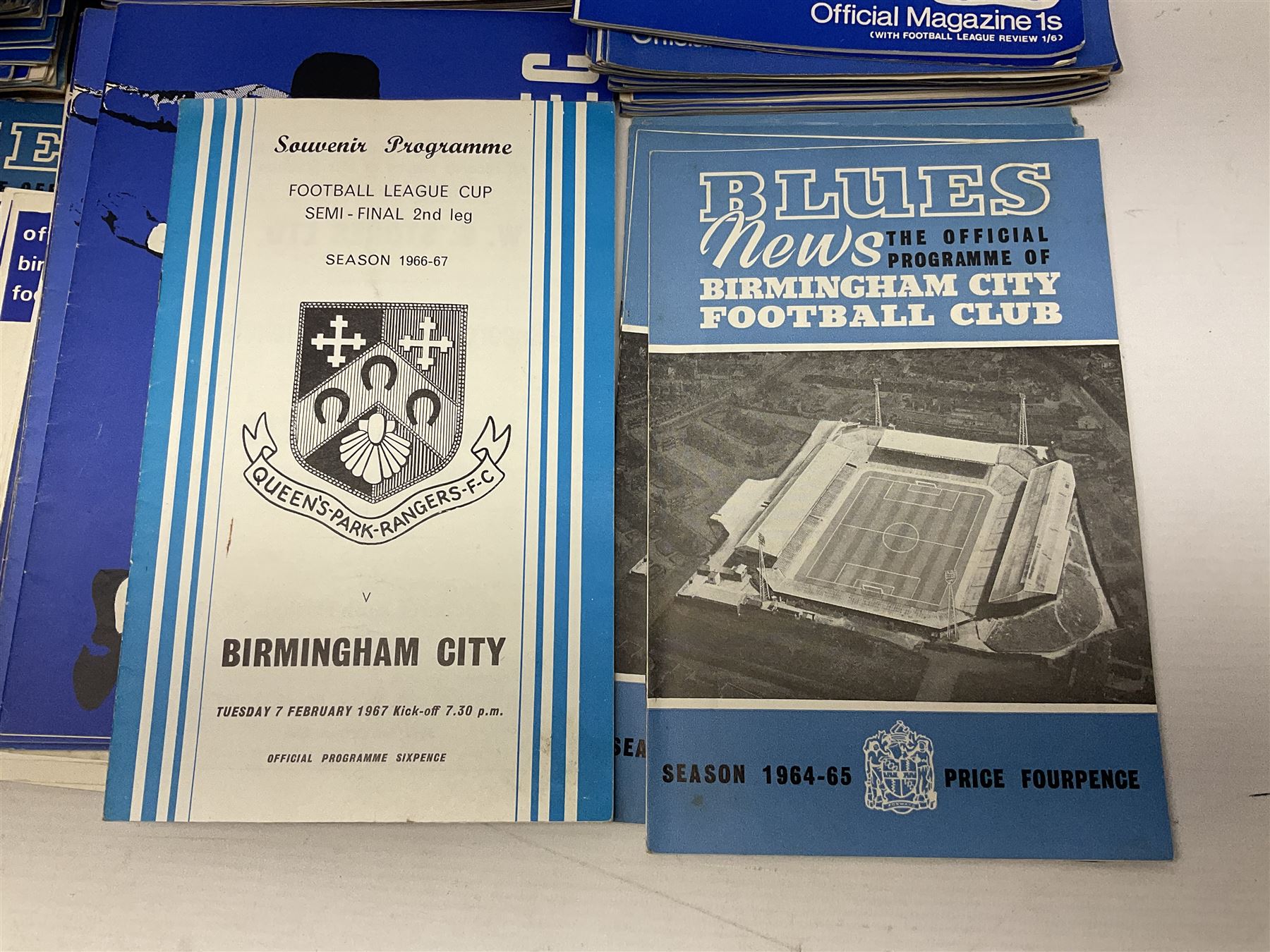 1931 F.A. Cup Final Birmingham City printed silk handkerchief, quantity of Birmingham City football programmes, and Tufty Club silk handkerchief