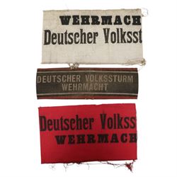 WWII Third Reich Volkssturm Armband, with a central black band with white text 