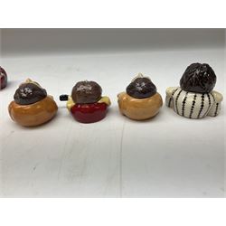 Fifteen Face Pots by Kevin Frances, all of music interest, to include the Beatles; Paul 'Kookoocachu', 'Love Is All You Need', 'Octopus's garden', 'While My Guitar Gently Weeps', 'All You Need Is Love' and 'Everybody's talking and no one says a word', Elton John; I'm still standing, Buddy Holly; 'That will be the day', David Bowie 'We can be heroes' , Mick Jagger prototype colour type etc, all boxed  