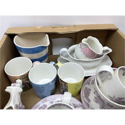 Shelley bowl, TG Green measuring jug, Villeroy & Boch sauce boat and stand, Burleigh Asiatic Pheasants plum cow creamer, cylindrical vase, mugs, bowls, jug etc, Spode 'Full Cry' The Hunt plate, Spode Ladybird mugs, Portmeirion, Meakin, Carlton China, teawares, ceramics etc