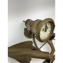 Walker's patent Cherub 244 brass taffrail ship's log set comprising rotator with iron wheel and gauge (2)
