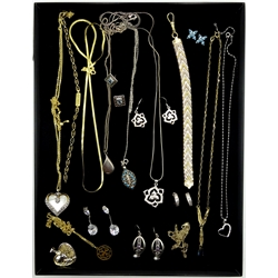  Stone set silver and silver-gilt bracelets, pendant necklaces, ear-rings stamped 925 etc  