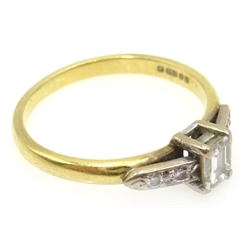  Baguette and round diamond 18ct gold ring hallmarked  