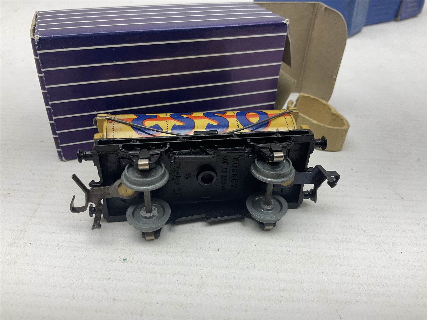 Hornby Dublo - nineteen goods wagons comprising 32040 Goods Van D1 (SR) in LMS stickered box, DR375 Goods Van D1 (GW), D303 Open Goods Wagon D1 (GW), 32044, 32076, 32052, 32021, 32074, 32056, 32065, DR379, 32070, 32020, DR373, two x 32075, High Sided Wagon D2 (LMS) in NE stickered box; all boxed; Tank Wagon D1 (Esso) and DR380 Meat Van D1; both in later unassociated boxes (19)