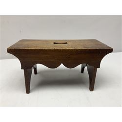 19th century oak miniature apprentice vernacular stool, H13.5cm