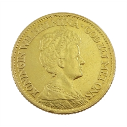 Netherlands 10 Gulden gold coin 1911