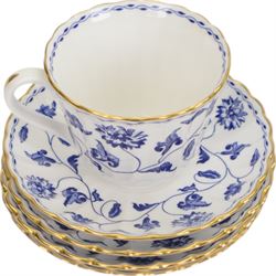 Spode Blue Colonel pattern part dinner service, comprising seven dinner plates, two bowls, eight side plates, four saucers, one cup and a coffee pot, all with printed mark beneath