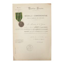 French Franco Prussian War medal with citation certificate, certificate awarded on 11 October 1912
