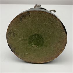 Bronze figure modelled as a nude woman with one arm raised a crescent moon upon her forehead, raised upon a circular stepped plinth, H36cm