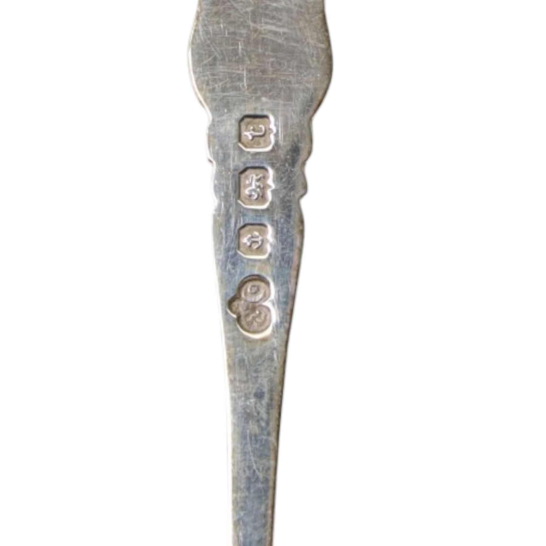 Cased set of six silver teaspoons and tongs Birmingham 1918 Maker Elkington & Co