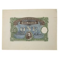 King George V Bradbury Treasury Essay one pound note, reference Duggleby TE 13d