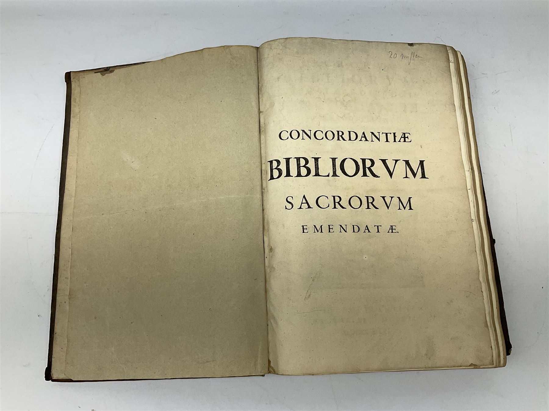 Ioanis Maldonati Sapharensis Societatis Jesu Theologi Commentarii In Quator Evangelistas .... Editio Postrema .... 1629 Paris Petri Billaine. Folio with later quarter leather binding; and Sacrorum Bibliorum Vulgatae Editionis Concordantiae Ad Recognitionem Iussu Sixti V. Pont. Max..... 1642 Antwerp. Folio quarter vellum with leather boards (2)