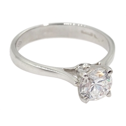 18ct white gold single stone cubic zirconia ring, stamped 750