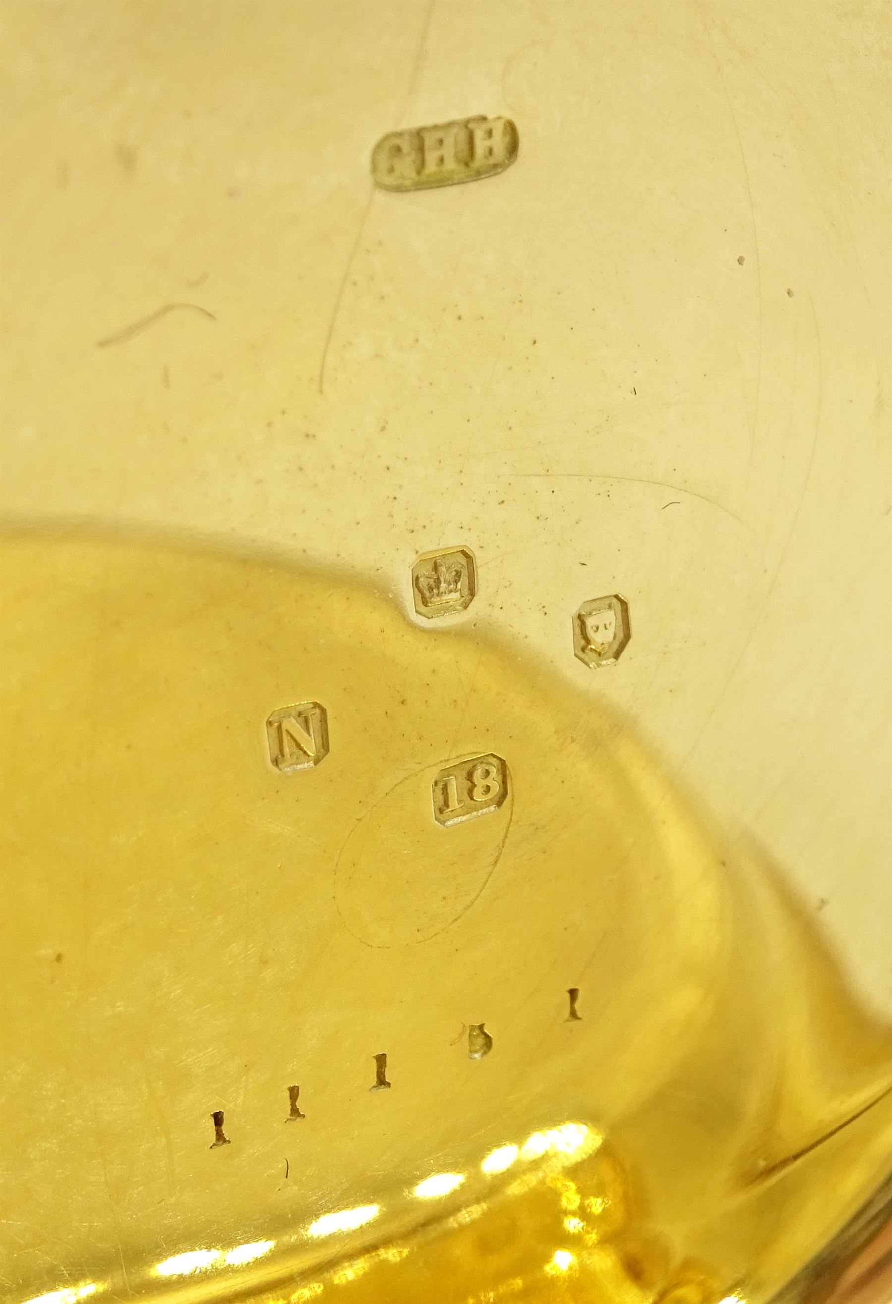 Victorian 18ct gold full hunter keyless lever pocket watch by Walters & George, London, No. 11151, white enamel dial with Roman numerals and subsidiary seconds dial, case by George Henry Hornby, London 1888