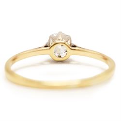 Early 20th century gold diamond ring, set with a single old cut diamond of approx 0.30 carat, stamped 18ct