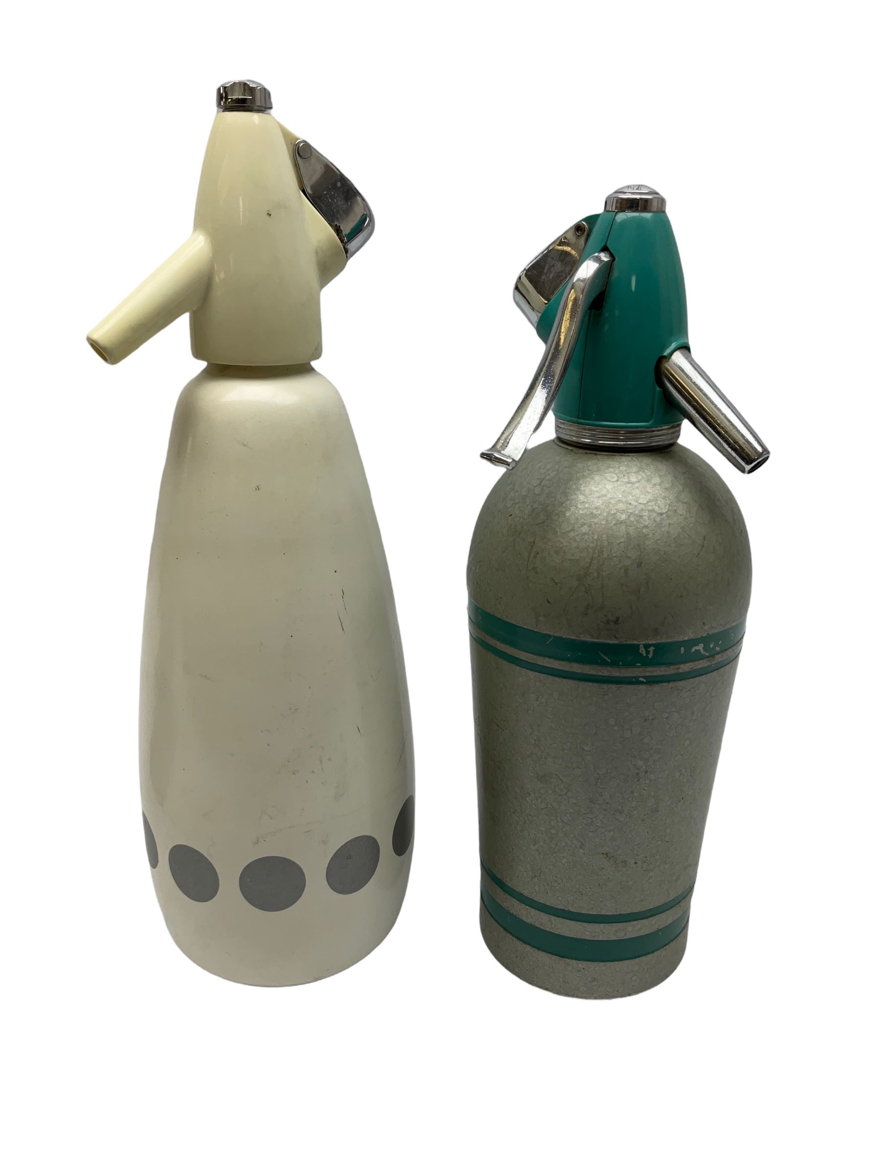 Sparklets Limited soda syphon, together with  BOC soda syphon, Serial No. Shuz, tallest example H32cm